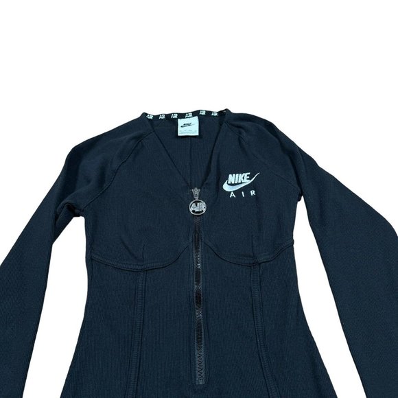 Nike Air Women's Size‎ XS Ribbed Bodycon Dress DM6057-010 Black 1/2 Zip - Picture 2 of 7